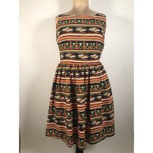 NWT SIB - Orange GREEN navy geometric zip back fit